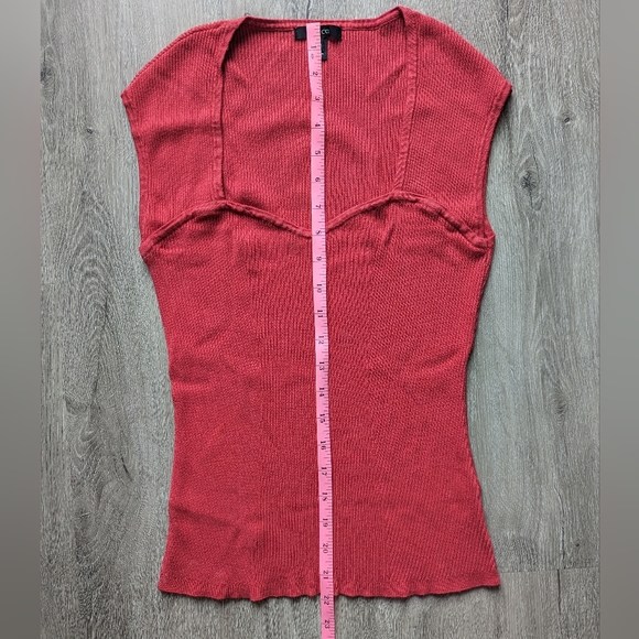 3/$15 Pink Rib-knit Sweetheart Neckline Tee RW&Co - Picture 4 of 5